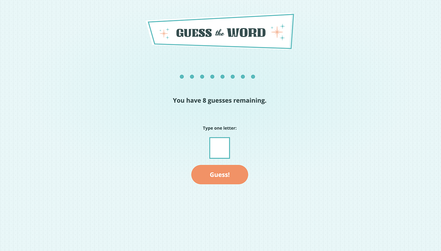 screenshot of Guess the word game